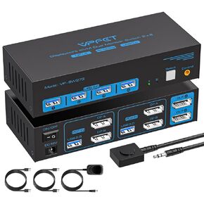 8K @ 60 هرتز Displayport KVM Switch 2 شاشات 2 جهاز كمبيوتر 4K144 هرتز USB3.0 KVM Switch شاشة مزدوجة لجهازي كمبيوتر مشاركة شاشتين و4 أجهزة USB تدعم الوضع الممتد/النسخ مع وحدة تحكم سطح المكتب in Kuwait
