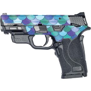 MightySkins Glossy Glitter Skin Compatible with Smith & Wesson M&P 9mm Shield EZ M2.0 - Blue Scales | Protective, Durable High-Gloss Glitter Finish | Easy to Apply | Made in The USA in Kuwait