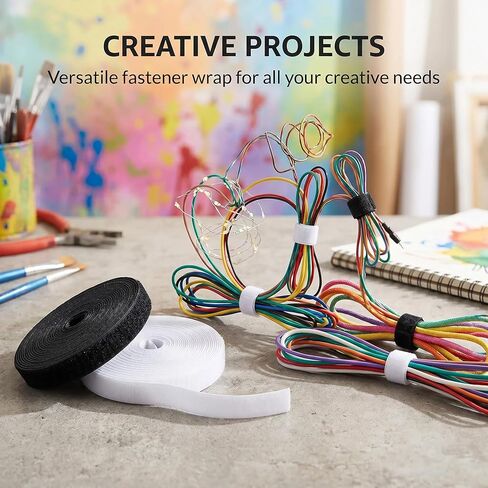 2Pack 5m x 12mm Reusable Cable Management Tie Roll, Multi-Purpose Hook and Loop Cord Organiser for PC Wires, Adjustable Cut-to-Size Fastener Wrap in Kuwait