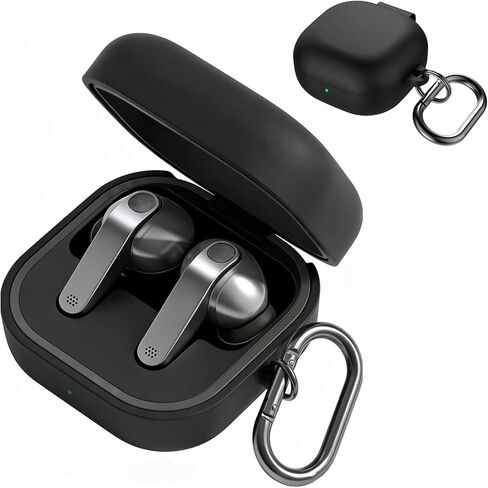 حافظة لهاتف Samsung Galaxy Buds 4/ Galaxy Buds 4 Pro (2026)، غطاء سماعة أذن بلوتوث من السيليكون المقاوم للصدمات مع حلقة تسلق، شحن لاسلكي (أسود) in Kuwait