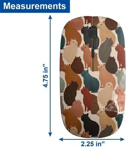 Planetar Capybaras Earthy Muted Pattern, USB Optical Wireless Mouse, Ergonomic Slim Desktop Laptop Mice for Kids in Kuwait
