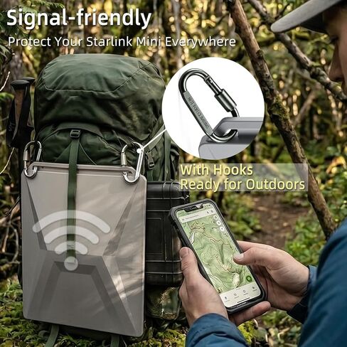 غطاء حماية محمول مزود بخطاف لجهاز Starlink Mini، حافظة من السيليكون السائل، واقي ملحقات Starlink Mini، مثالي للتخييم، والسفر، والمشي لمسافات طويلة، وواقي خارجي (رمادي) in Kuwait