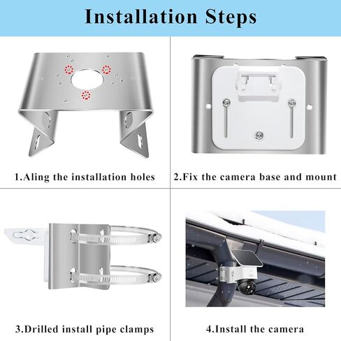 Pole Mount Bracket Compatible with eufy Security eufyCam S4 All eufy PoE Bullet-PTZ Cam S4 eufy Security SoloCam E30/E42/S340, Metal Outdoor Adapter Wall Corner Mounting Adjustable Position Holder in Kuwait