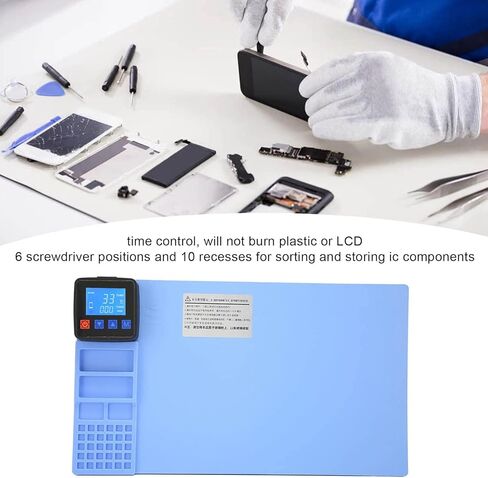 وسادة التدفئة Cryfokt CPB، 38 × 22 × 3.7 سم، أداة إصلاح فاصل شاشة LCD مع التحكم في درجة الحرارة من 50 إلى 248 فهرنهايت وإعدادات الوقت لجهاز iPhoneAndroid Phone Tablet (قابس الولايات المتحدة) in Kuwait
