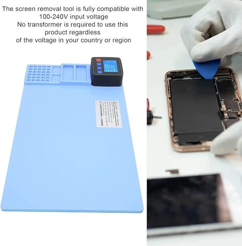 وسادة التدفئة Cryfokt CPB، 38 × 22 × 3.7 سم، أداة إصلاح فاصل شاشة LCD مع التحكم في درجة الحرارة من 50 إلى 248 فهرنهايت وإعدادات الوقت لجهاز iPhoneAndroid Phone Tablet (قابس الولايات المتحدة) in Kuwait