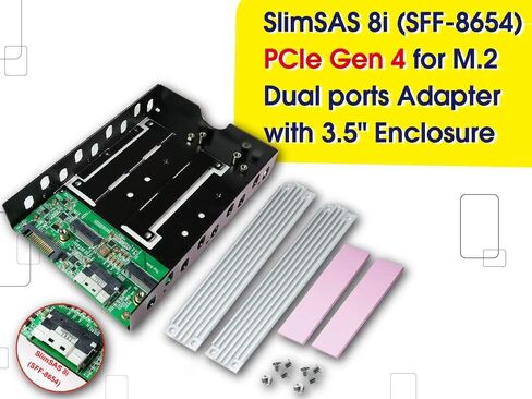 SlimSAS 8i to M.2 Dual Ports Adapter for Broadcom MegaRAID & HBA Tri-Mode & NVMe Switch – High-Speed M.2 Converter for Dual NVMe SSDs in Kuwait
