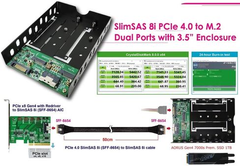 SlimSAS 8i to M.2 Dual Ports Adapter for Broadcom MegaRAID & HBA Tri-Mode & NVMe Switch – High-Speed M.2 Converter for Dual NVMe SSDs in Kuwait