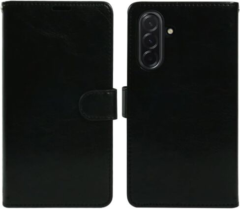 تصميم Zase لهاتف Samsung Galaxy A17 5G حافظة هاتف واقية وغطاء قلاب [RFID] محفظة جلدية PU ممتازة مع فتحة لبطاقة الائتمان وحزام المعصم وقفل مغناطيسي (فراشة سوداء وردية) in Kuwait