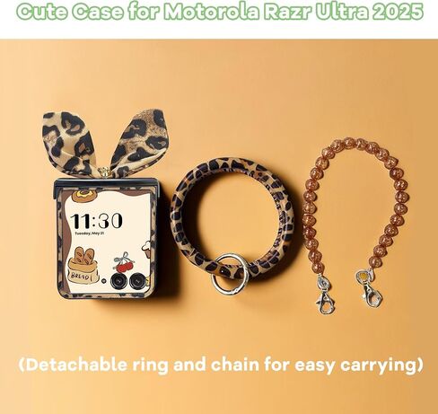 for Motorola Razr Ultra 2025 Case with Hinge Cover & Ring & Chain, Leopard Print Design Cute Razr Ultra 2025 Case for Women, Shock Elegant PU Leather Phone Case for Moto Razr Ultra 2025 in Kuwait