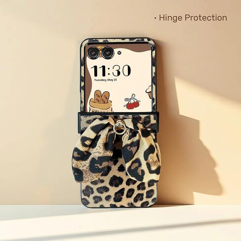 for Motorola Razr Ultra 2025 Case with Hinge Cover & Ring & Chain, Leopard Print Design Cute Razr Ultra 2025 Case for Women, Shock Elegant PU Leather Phone Case for Moto Razr Ultra 2025 in Kuwait