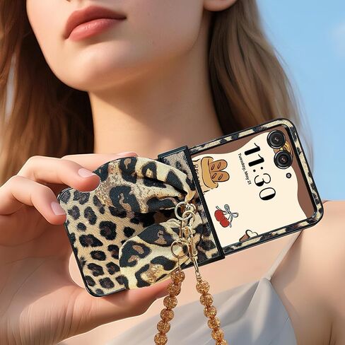 for Motorola Razr Ultra 2025 Case with Hinge Cover & Ring & Chain, Leopard Print Design Cute Razr Ultra 2025 Case for Women, Shock Elegant PU Leather Phone Case for Moto Razr Ultra 2025 in Kuwait