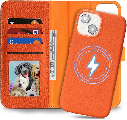 Detachable Genuine Leather Case for iPhone 17 Wallet Case Magnetic 2in1 Removable Flip Cover Support Magsafe Charging Stand Function Card Holder Shockproof Protective Cover-Navy Blue in Kuwait
