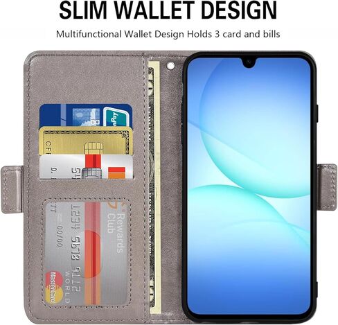 Asuwish Compatible with Samsung Galaxy A16/A17/A26 5G Wallet Case and Tempered Glass Screen Protector Flip Wrist Strap Card Holder Cell Phone Cover TPU for A 16 17 26 16A 17A 26A 4G SM-A166U Grey in Saudi Arabia