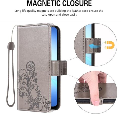 Asuwish Compatible with Samsung Galaxy A16/A17/A26 5G Wallet Case and Tempered Glass Screen Protector Flip Wrist Strap Card Holder Cell Phone Cover TPU for A 16 17 26 16A 17A 26A 4G SM-A166U Grey in Saudi Arabia
