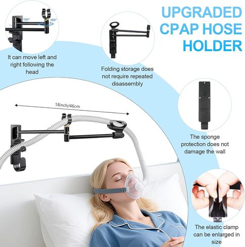 حامل خرطوم Cpap مع وظيفة قناع Cpap التالية، وشماعة خرطوم Cpap ومنظم خطاف للأقنعة بجانب السرير. يوفر مستلزمات CPAP مستقرة وخالية من التشابك حتى تتمكن من النوم بشكل أفضل. in Saudi Arabia