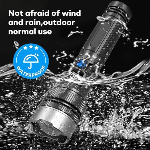 Rechargeable Flashlights High Lumens,LED Rechargeable Flash Light, Zoomable IPX7 Waterproof, 2-in-1 High Lumens, Power Bank and Digital Display, for Outdoor,Camping,Emergency Multi-Scenario(1pcs) in Saudi Arabia