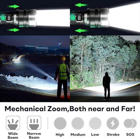 Rechargeable Flashlights High Lumens,LED Rechargeable Flash Light, Zoomable IPX7 Waterproof, 2-in-1 High Lumens, Power Bank and Digital Display, for Outdoor,Camping,Emergency Multi-Scenario(1pcs) in Saudi Arabia