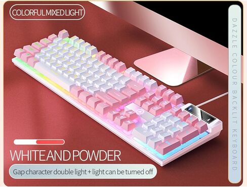 Gaming Keyboard Wired E-Sports Key Board RGB Backlit Computer Keyboard Square Key for Desktop Laptop PC Mac Game Typing in Kuwait