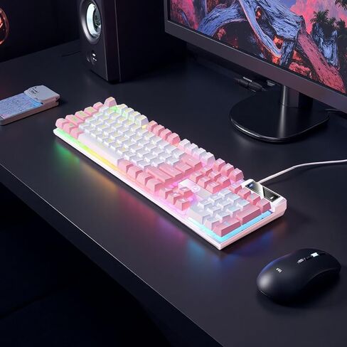 Gaming Keyboard Wired E-Sports Key Board RGB Backlit Computer Keyboard Square Key for Desktop Laptop PC Mac Game Typing in Kuwait