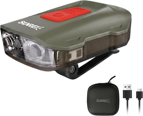 SUNREI Rechargeable Motion Sensor Clip on Hat Light with 150 Lumen & 600 mAh Headlamp, Rotatable Headlamp Flashlight for Fishing Camping Running Hand Work, Include Headband (Gary) in Kuwait