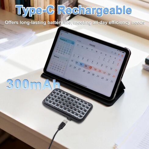 Bluetooth Keyboard Ultra Slim Mini Wireless Keyboard with Backlight Wired & Bluetooth Rechargeable Silent Pocket Travel Size Handheld 49 Key Cordless Keypad for Smartphone Laptop Android Windows Mac in Kuwait
