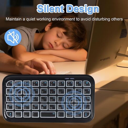 Bluetooth Keyboard Ultra Slim Mini Wireless Keyboard with Backlight Wired & Bluetooth Rechargeable Silent Pocket Travel Size Handheld 49 Key Cordless Keypad for Smartphone Laptop Android Windows Mac in Kuwait