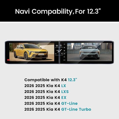 مصمم لـ 4 قطع 2026 2025 Kia K4 واقي شاشة 12.3 بوصة Navagation + Guage Cluster Nano Soft Film Film لـ 2026 2025 Kia K4 [LX/LXS/EX/GT-Line Turbo/Hatchback] الملحقات in Kuwait