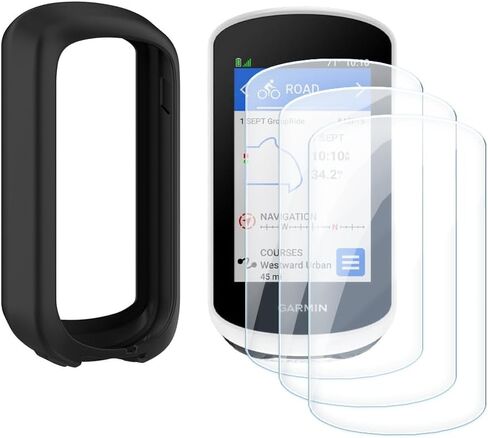 [3+1 Pack] Tempered Glass Screen Protectors & Silicone Case Cover for Garmin edge explore 2 - Anti-Scratch, Full Coverage Protection for Bike GPS Computer in Kuwait