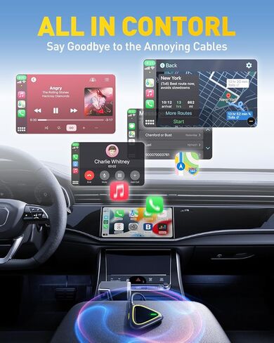 2027 محول Mini CarPlay اللاسلكي لأجهزة Apple، ترقية Carplay السلكي من المصنع إلى محول CarPlay اللاسلكي، بدون زمن الوصول لجهاز iPhone iOS 10+ والسيارات من 2015+، USB ونوع C، التوصيل والتشغيل in Kuwait