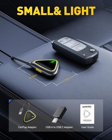 2027 محول Mini CarPlay اللاسلكي لأجهزة Apple، ترقية Carplay السلكي من المصنع إلى محول CarPlay اللاسلكي، بدون زمن الوصول لجهاز iPhone iOS 10+ والسيارات من 2015+، USB ونوع C، التوصيل والتشغيل in Kuwait
