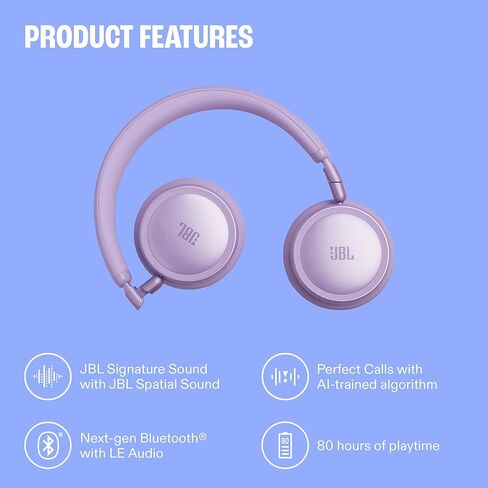 JBL Live 680NC - سماعات رأس لاسلكية على الأذن بخاصية إلغاء الضوضاء، صوت JBL المميز مع صوت عالي الدقة، 2 ميكروفون للمكالمات المثالية 2.0 مع خوارزمية AI-Trained، وPersoni-Fi 3.0 (أسود) in Kuwait