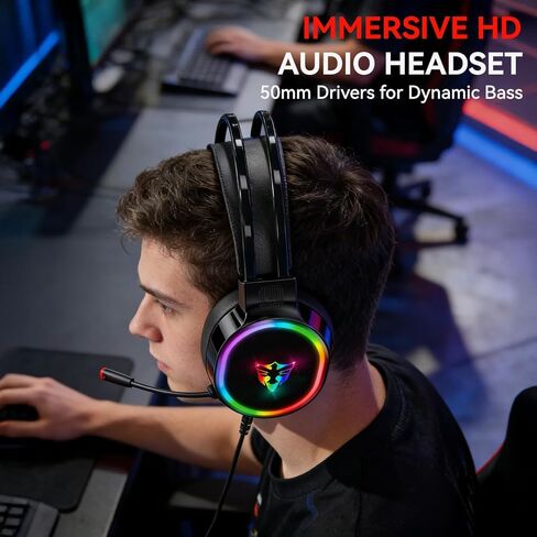 Gaming Headset with Microphone,Label high-end USB 7.1 Interface Over-Ear Stereo Sound Headphones with Mic for PC, Tablet, Computer Gamers U302 in Kuwait
