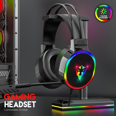 Gaming Headset with Microphone,Label high-end USB 7.1 Interface Over-Ear Stereo Sound Headphones with Mic for PC, Tablet, Computer Gamers U302 in Kuwait