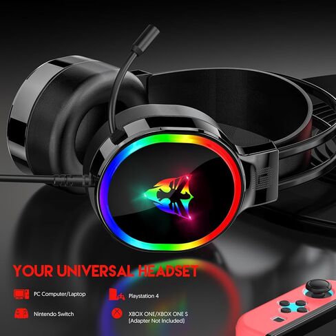 Gaming Headset with Microphone,Label high-end USB 7.1 Interface Over-Ear Stereo Sound Headphones with Mic for PC, Tablet, Computer Gamers U302 in Kuwait
