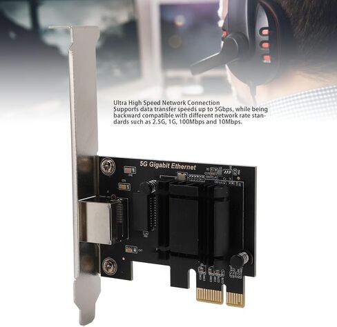 بطاقة شبكة PCIe 5 جيجا بايت من فاباتر، محول شبكة PCI Express إلى 5 جيجابت إيثرنت RJ45 NIC مع دعامة إضافية منخفضة المستوى، تدعم Wins 10 11، in Kuwait