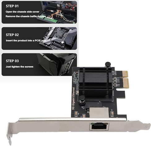 بطاقة شبكة PCIe 5 جيجا بايت من فاباتر، محول شبكة PCI Express إلى 5 جيجابت إيثرنت RJ45 NIC مع دعامة إضافية منخفضة المستوى، تدعم Wins 10 11، in Kuwait