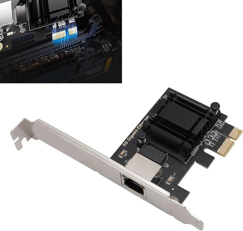 بطاقة شبكة PCIe 5 جيجا بايت من فاباتر، محول شبكة PCI Express إلى 5 جيجابت إيثرنت RJ45 NIC مع دعامة إضافية منخفضة المستوى، تدعم Wins 10 11، in Kuwait