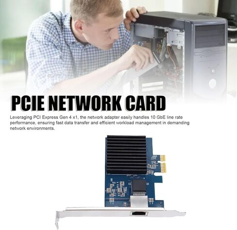 بطاقة شبكة Vikye PCIe، 10 جيجابت في الثانية 5 جيجابت في الثانية 2.5 جيجابت في الثانية محول جيجابت إيثرنت، PCI Express 4.0 x1، مع شريحة RTL8127، لسطح المكتب الخادم، كابل Cat5e in Kuwait