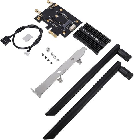 محول CUIFATI M.2 NGFF إلى PCIe WiFi، بطاقة شبكة لاسلكية بنطاق 2.4 5 6 جيجا هرتز مع هوائيات مزدوجة 8dBi ومشتت حراري، لتطبيقات سطح المكتب اللاسلكية in Kuwait