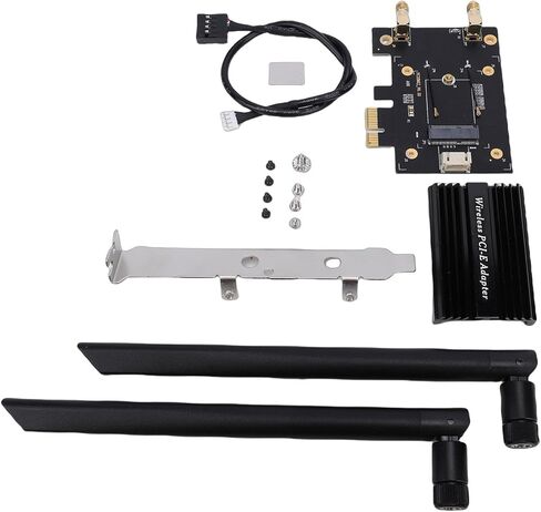 محول CUIFATI M.2 NGFF إلى PCIe WiFi، بطاقة شبكة لاسلكية بنطاق 2.4 5 6 جيجا هرتز مع هوائيات مزدوجة 8dBi ومشتت حراري، لتطبيقات سطح المكتب اللاسلكية in Kuwait