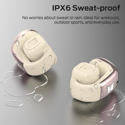 Monster Airclip AC210 Open Ear Headphones, Clip-On Earbuds, Lightweight Comfort, Secure Fit, Crystal-Clear Call, IPX6, 36H Playtime, Bluetooth 6.0 Wireless Earbuds for Running/Cycling/Gym (White) in Kuwait
