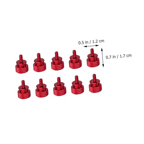 PRETYZOOM 10 Pcs Red Aluminum Computer Chassis Thumb Screws 6#-32 Knurled Threaded Fixing Screws for PC Case DIY Computer Accessories in Kuwait