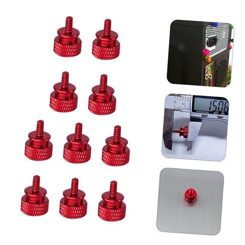PRETYZOOM 10 Pcs Red Aluminum Computer Chassis Thumb Screws 6#-32 Knurled Threaded Fixing Screws for PC Case DIY Computer Accessories in Kuwait