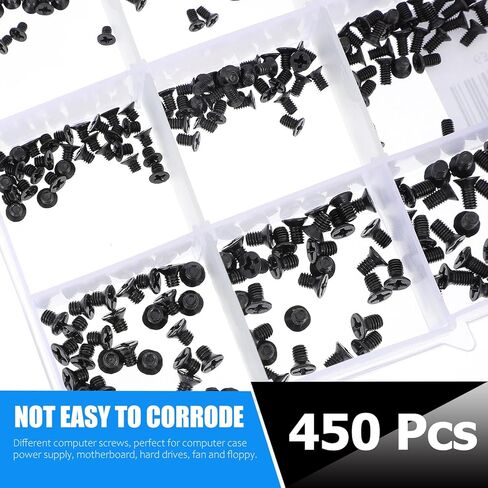VALICLUD 450pcs Black Flat Head and Countersunk Computer Repair Screws Kit, Wear-Resistant Anti-Rust Small Screws Set for Electronic Product Fittings and Laptop Maintenance in Kuwait