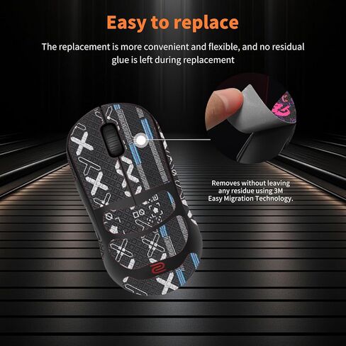 NOUKAJU Mouse Grip Tape Full Coverage for BenQ Zowie U2, Self-Adhesive Sweat-Resistant Professional Mice Upgrade Kit,Mouse Feet Skates(Foot pad + Black Mouse Grip Tape) in Kuwait