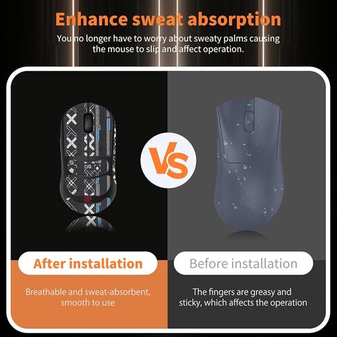NOUKAJU Mouse Grip Tape Full Coverage for BenQ Zowie U2, Self-Adhesive Sweat-Resistant Professional Mice Upgrade Kit,Mouse Feet Skates(Foot pad + Black Mouse Grip Tape) in Kuwait