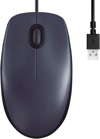 ماوس سلكي للكمبيوتر والكمبيوتر المحمول، ماوس سلكي USB، للاستخدام باليد اليمنى أو اليسرى - أسود in Kuwait