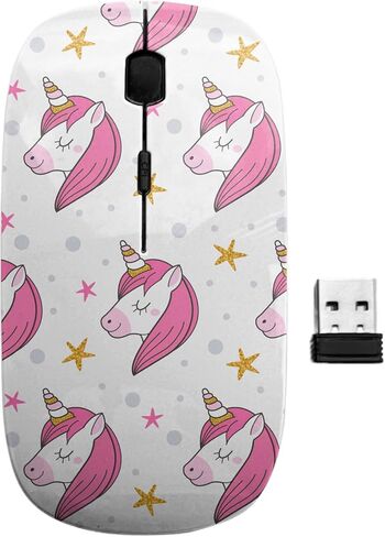 2.4GHz USB Wireless Mouse, Fashion Cute Unicorn Pattern, Ergonomic Slim Computer Mice for Kids in Kuwait
