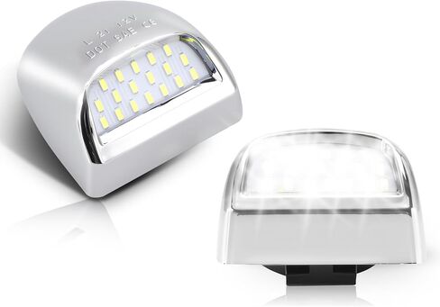 غطاء مجموعة مصابيح لوحة الترخيص LED من الكروم D-Lumina متوافق مع 1999-2013 Chevy Silverado GMC Sierra 1500 2500 3500 HD Suburban Tahoe Cadillac Escalade EXT Yukon XL، 6000K أبيض قطعتان in Kuwait