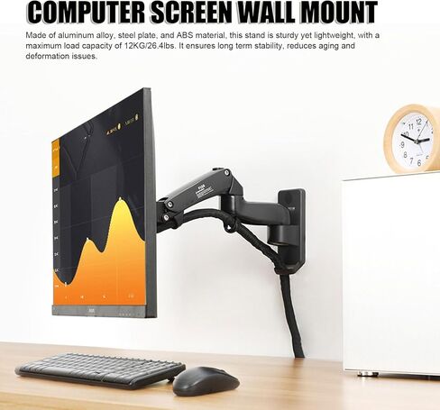 حامل حائط يونسيتي لشاشة كمبيوتر مقاس 17-35 بوصة، دعامة VESA قابلة للتعديل مع تعديل رأسي، تمديد للأمام والخلف، دوران متعدد الزوايا، لمخزون عمل الألعاب in Kuwait
